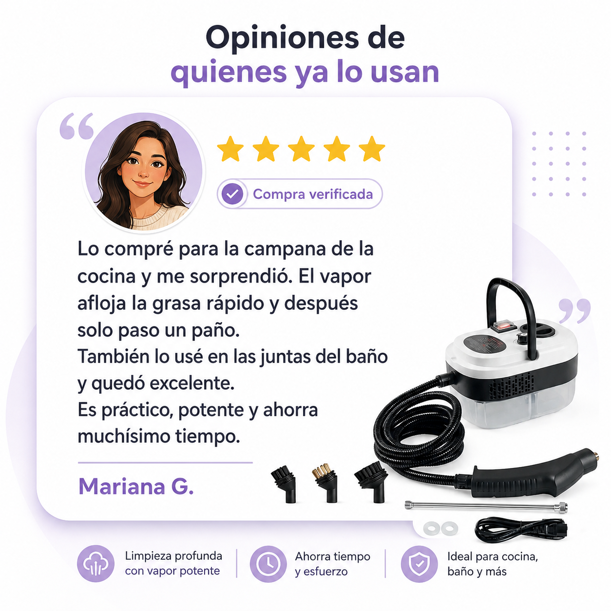 Testimonio de cliente satisfecha usando VaporJet Pro